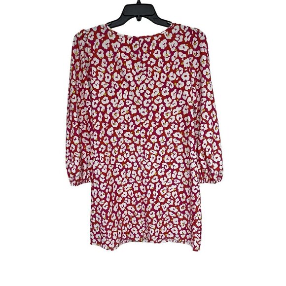 Jude Connally Long Sleeve Pink Floral Print Shift Dress Size Large Made in USA - Picture 3 of 8